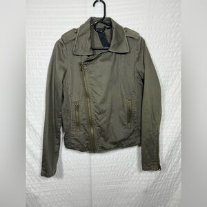 Joe’s Women’s Army Green Moto Distressed Jean Jacket Size Medium